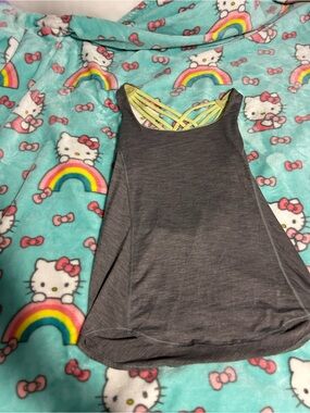 Lululemon Wild Tank Heathered Slate Crosscourt Petal Black Clarity Yellow Size 4